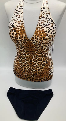 RACHEL POPPA Tankini Gr. 38 B-Cup Weiß braun schwarz Neckholder neu mit Etikett - Bild 1 von 4