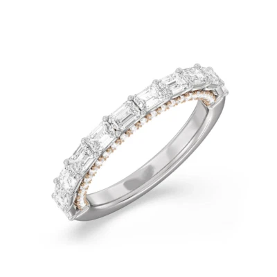 14K Gold mehrfarbiges Band 2,3 mm Laborgefertigt 2,50 Ct Smaragdschliff Diama... - Bild 1 von 4