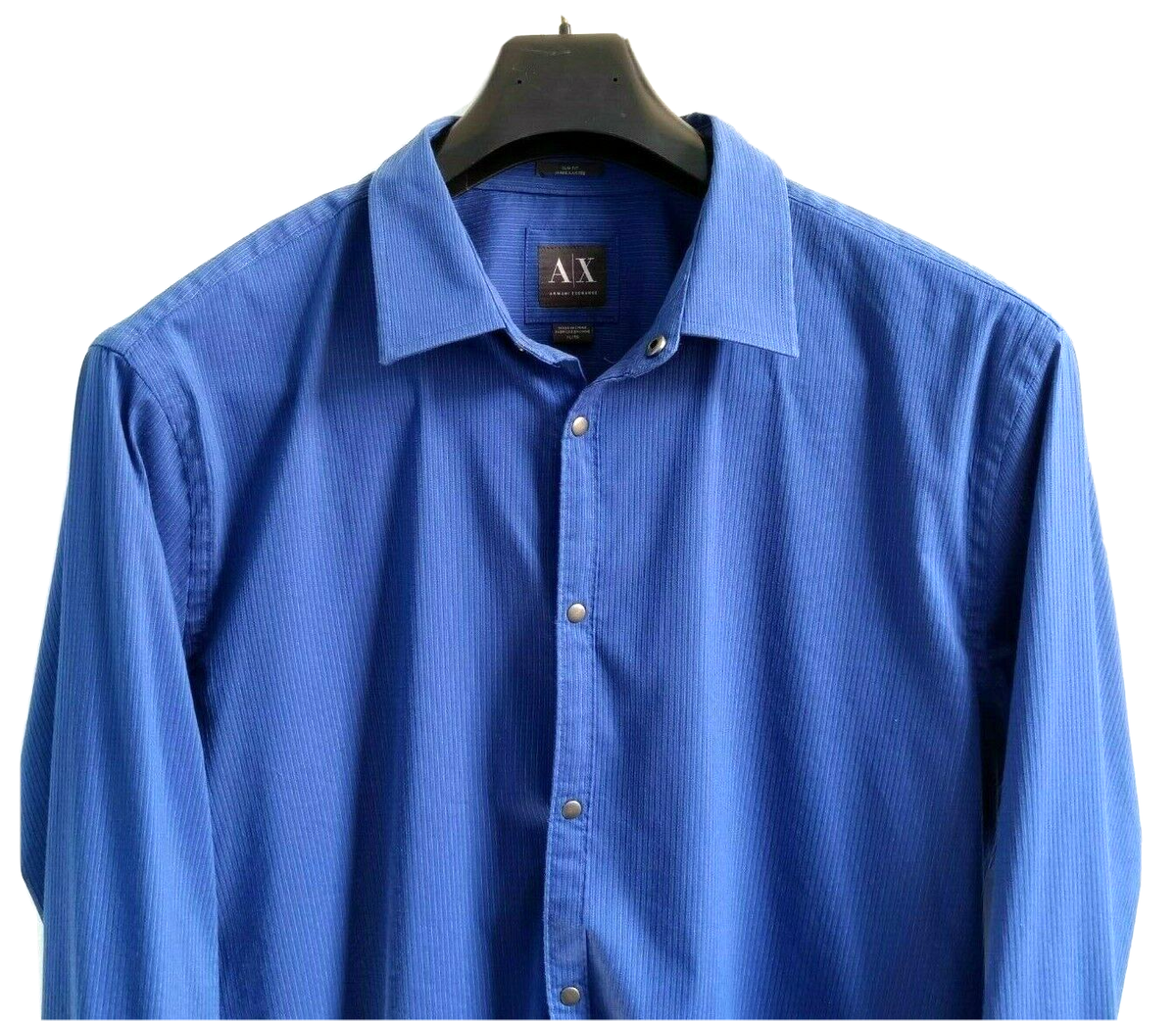 Armani Exchange A|X Long Sleeve Shirt Men's Size XL Blue Snap