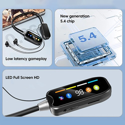 Écouteurs sans fil Bluetooth 5.4 collier micro casque stéréo écouteurs écouteurs - Photo 5 sur 26