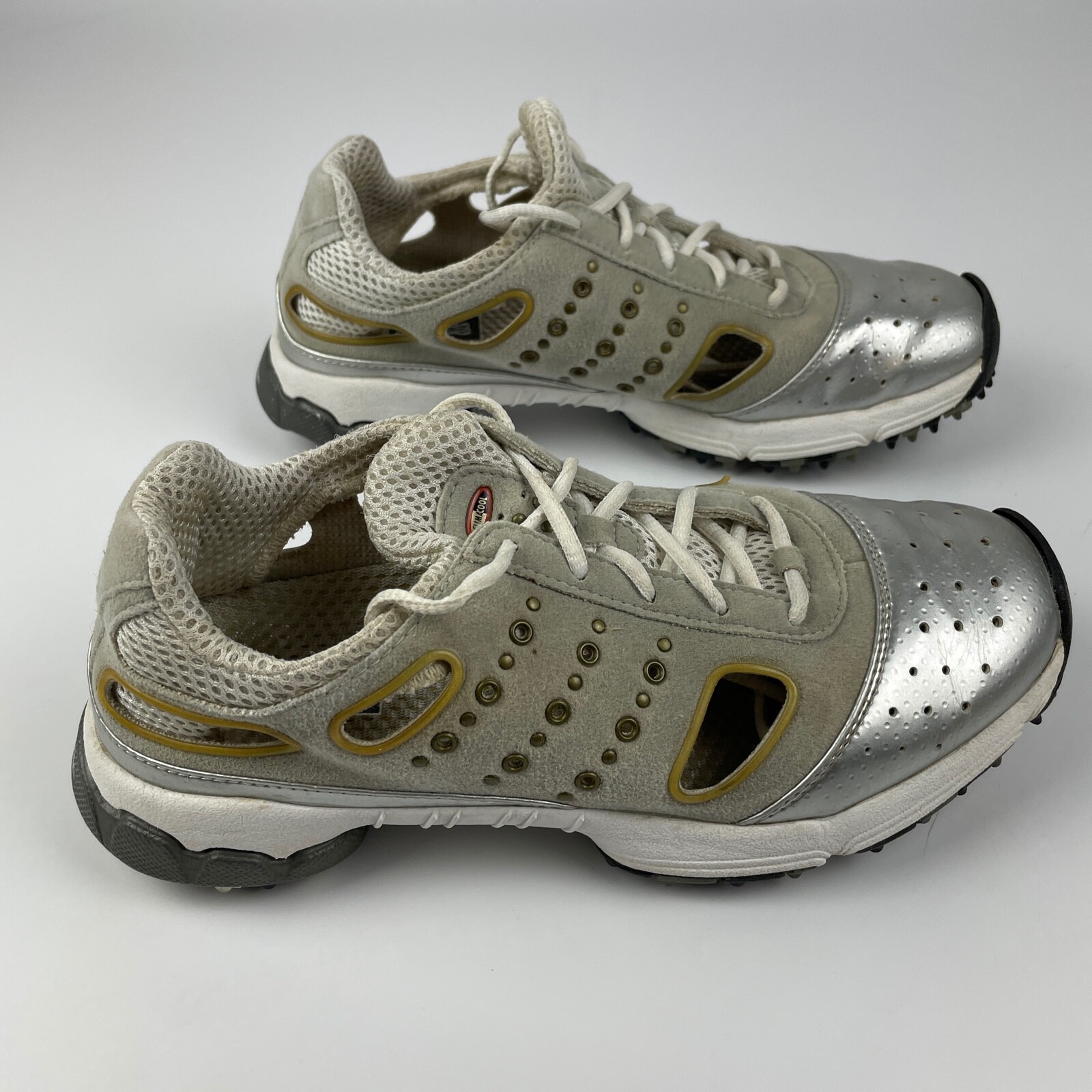 Adidas Climacool Wome's Size 6.5 Gray Silver Lace Up Spike Golf Shoes 737189