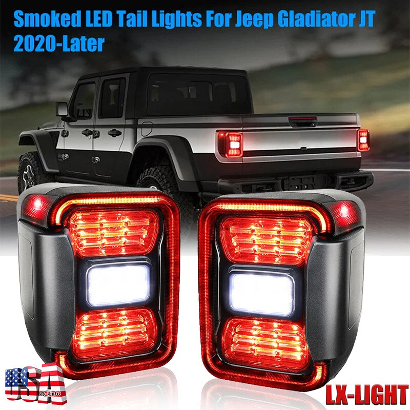 Par de luces traseras LED de humo para reemplazar halógenas para Jeep Gladiator JT 2020 2021 2022 Foto 4 de 4