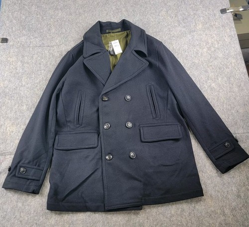 Todd Snyder New Italian Wool Cashmere Pea Coat size XL Navy Blue Double Breasted - Picture 2 of 14