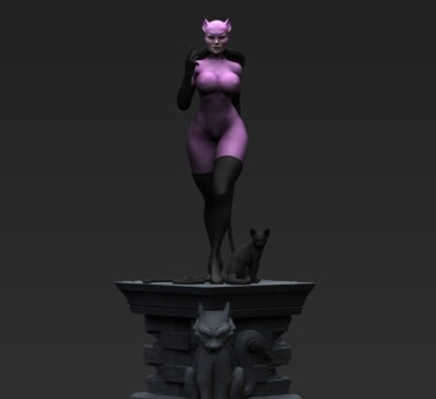 Catwoman mit Peitsche, DC Comics, sexy Pin Up, Figur, 3D Druck, UNBEMALT