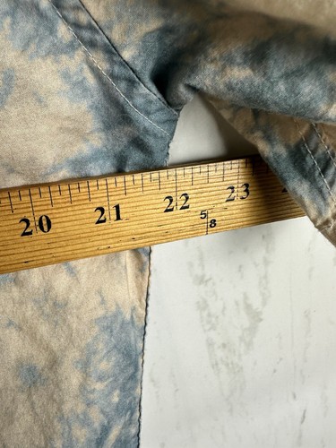 Ezekiel Men's Large Blue Beige Tie Dye Button Up Short Sleeve Cotton Shirt - Picture 5 of 5