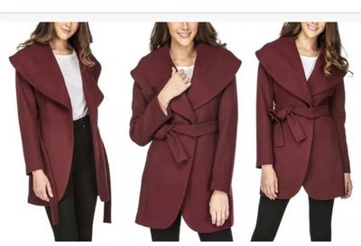 burgundy wrap coat