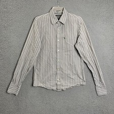 Abercrombie Fitch Button Down Shirt Mens M Gray White Striped Long Sleeve