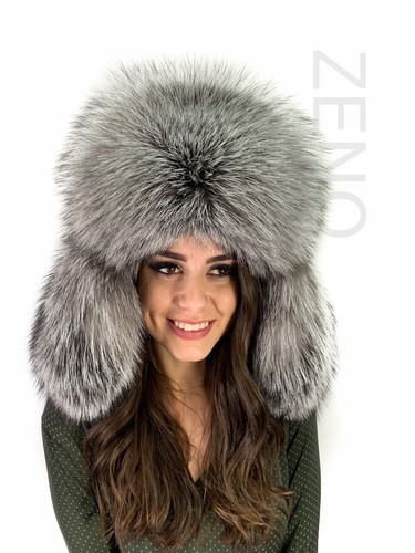 Frost Fox Fur Hat Fur Saga Furs Aviator Fur Hat Full Fur Hat Trapper Hat - Picture 2 of 8