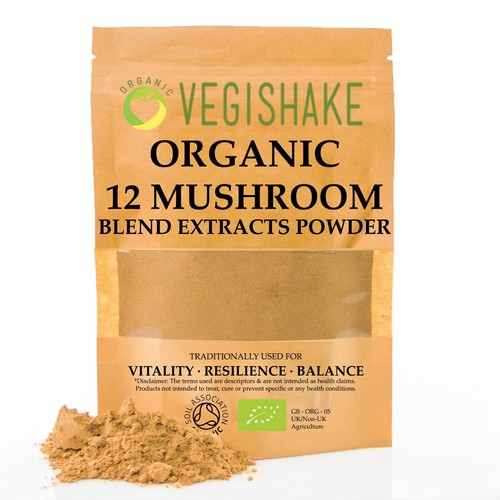 Organic 12 Mushroom Powder Extracts UK British Supplements Fruiting Body Complex - Picture 3 of 10