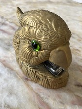 VINTAGE SOLID BRASS STAPLER-IMAGE OF A PARROT WITH GLASS BEAD EYES-RARE-UNIQUE!