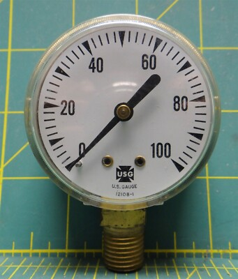 #ad 2quot; USG Pressure Gauge 0 100 PSI Bottom 1 4quot; NPT Connection 12108 1 $10.00