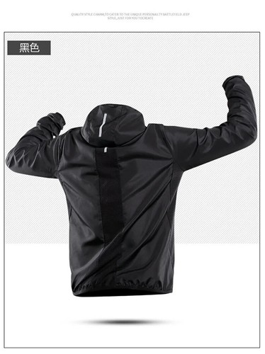 Running Jacket Spring Reflective Gym Hooded Men Coat Jogging Gradient Color - Picture 18 of 26