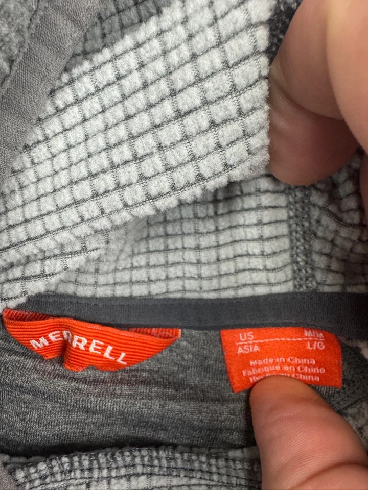 Женская толстовка с капюшоном Merrell средний серый пуловер вафельный вязаный карман с высоким вырезом - Изображение 2 из 4