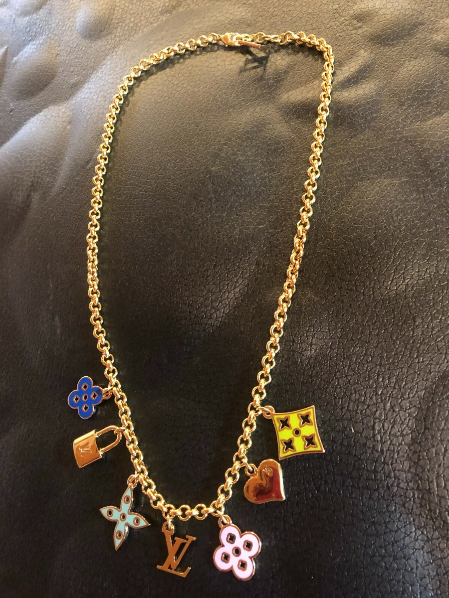 LOUIS VUITTON Necklace Pendant AUTH Choker Collier Looping 