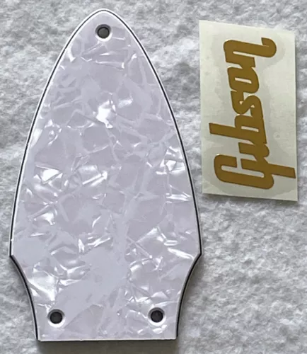 Fits Gibson Flying V Truss Rod Cover+Gold Decal Guitar pickguard,White Pearl
