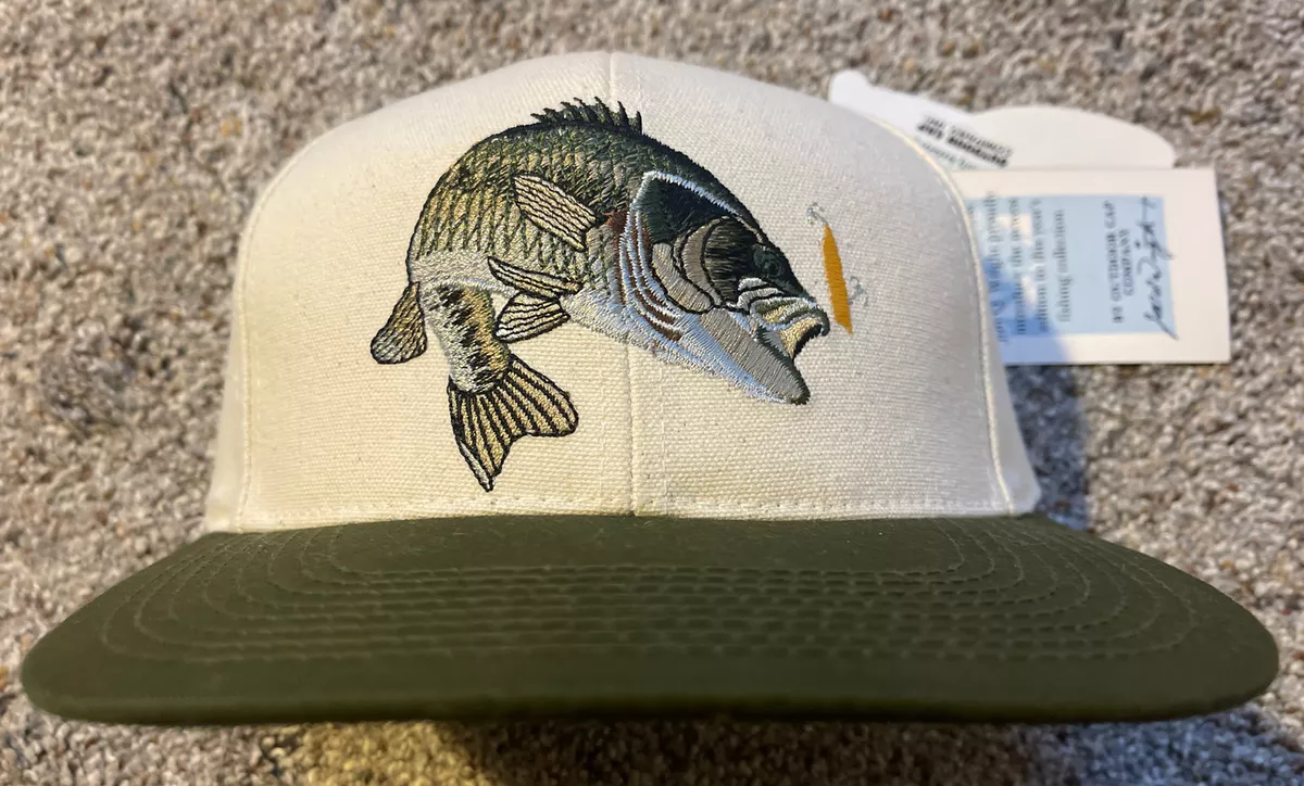 Vintage 90s Largemouth Bass Fish Fishing Embroidered Strapback Hat Cap NWT