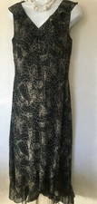 Loft Ann Taylor Womens Dress Ruffled V Neck Sleeveles Ruffled Hem Size 8