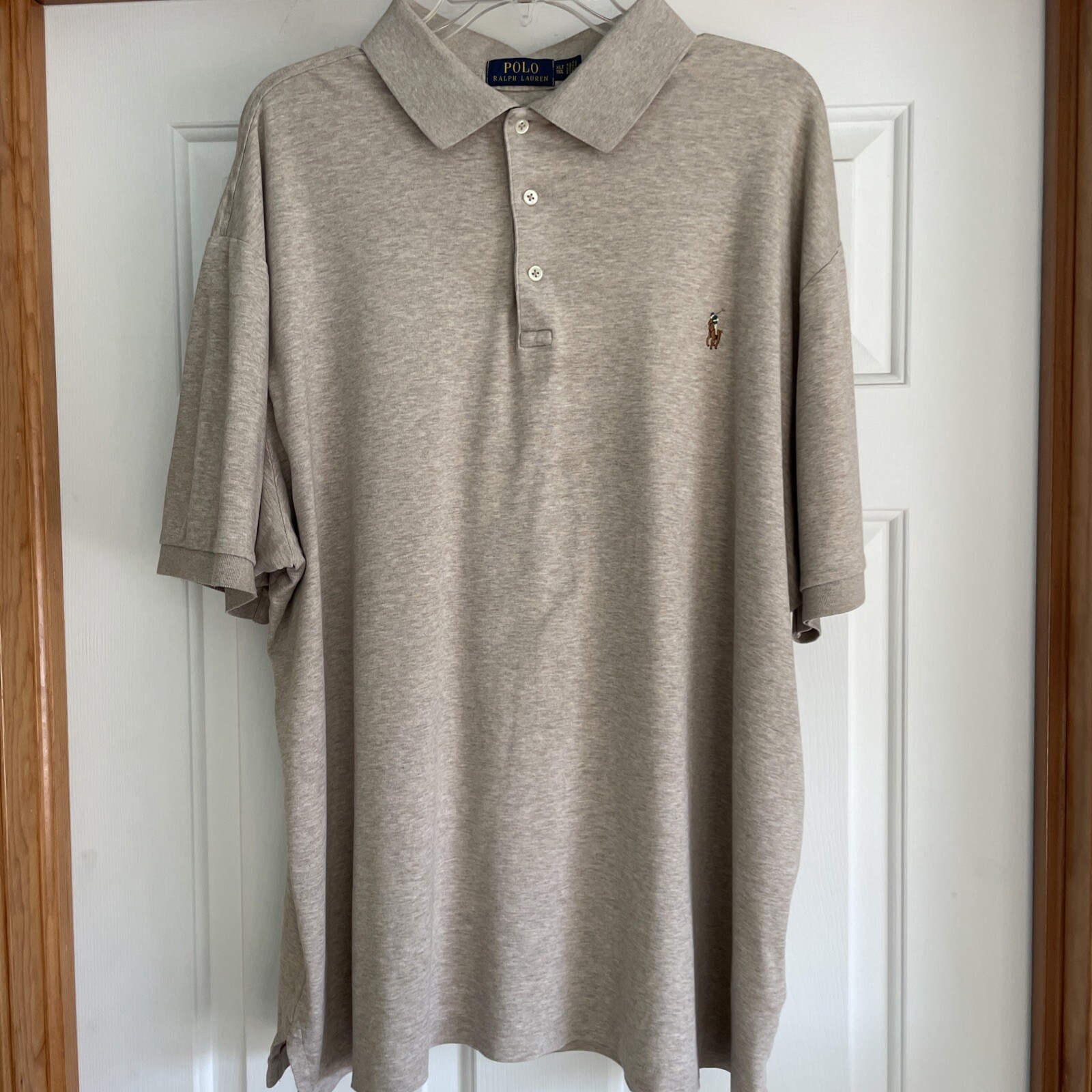 Polo Ralph Lauren camicia uomo XLT marrone erica pony manica corta
