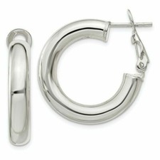 Real 925 Sterling Silver LightWeight 5mm Thick 30mm/1.18 inch Tube Hoop Earrings