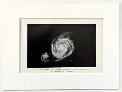 SPIRALNEBEL in Canes Venatici, Sterne, Astronomie Druck - 20er Jahre montiert s/w