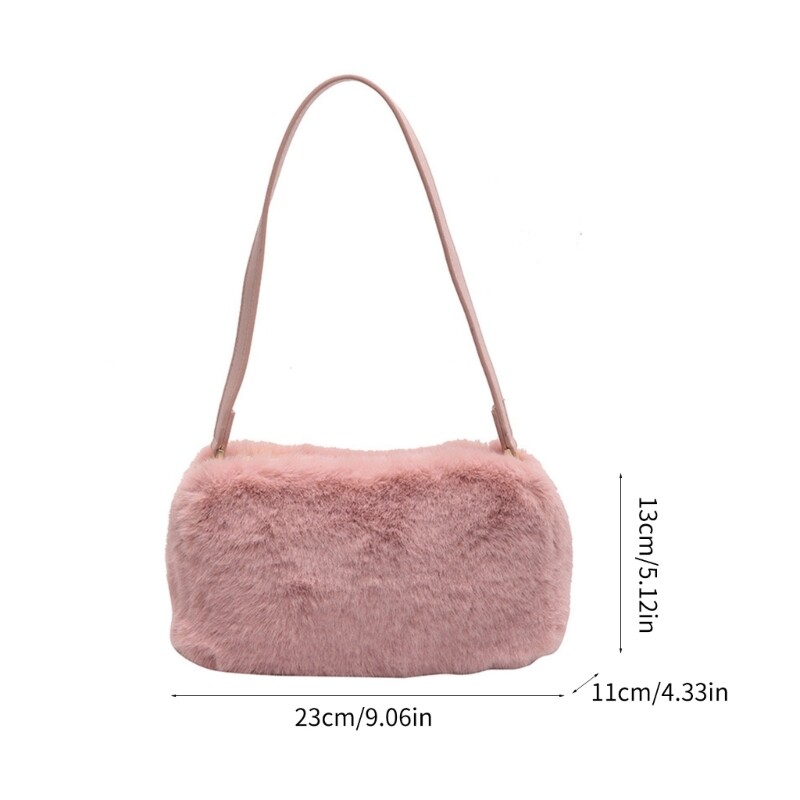 Stylish Plush Shoulder Bag Lightweight and Portable Handbag for Travel