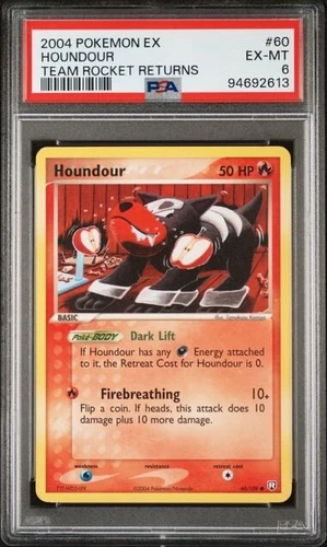 2004 POKEMON EX TEAM ROCKET RETURNS 60/109 HOUNDOUR PSA 6