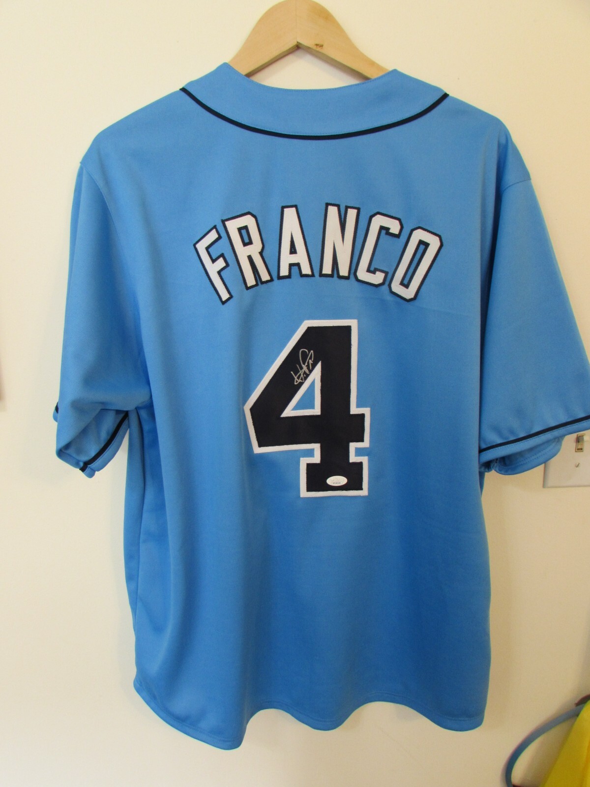 Wander Franco Autographed Signed Tampa Bay Devil Rays Replica Custom Blue Tampa Bay Jersey JSA COA 