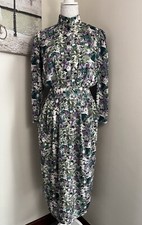 💚 VINTAGE Dress By Shady Lady Rare Find Green Floral Dress UK Size 10