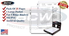25 BCW 1 Pocket Album Pages Full Sheet For 8.5x11 " Doc / Magazine Certificate