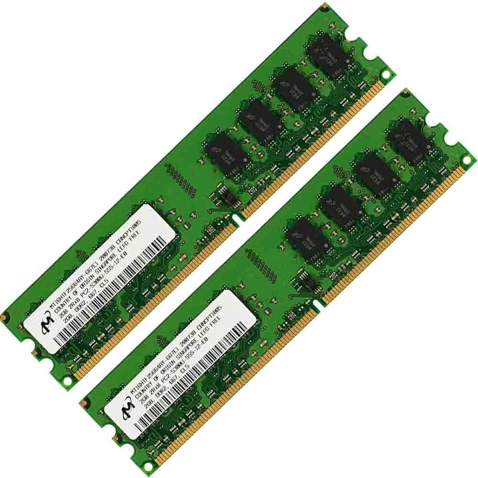 Micron 4GB 2x 2GB PC2-5300U DDR2 667MHz 240Pin 2Rx8 DIMM SDRAM Desktop Memory - Image 2 of 4