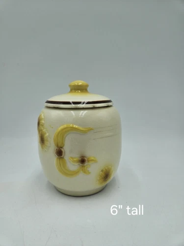 Vintage Hull Grease Jar Pottery Yellow Daisies With Lid Made In USA #43