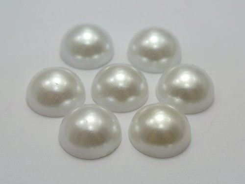 50 Pure White Half Pearl Bead 16mm Flat Back Scrapbook No Hole - Picture 6 of 7
