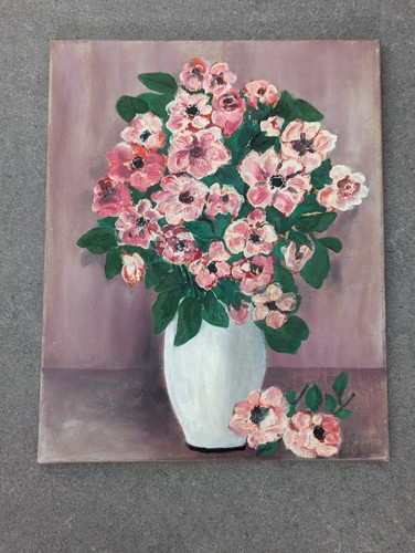 Pintura a mano original texturizada flores en un jarrón decoración del hogar arte de pared vintage - Imagen 23 de 24