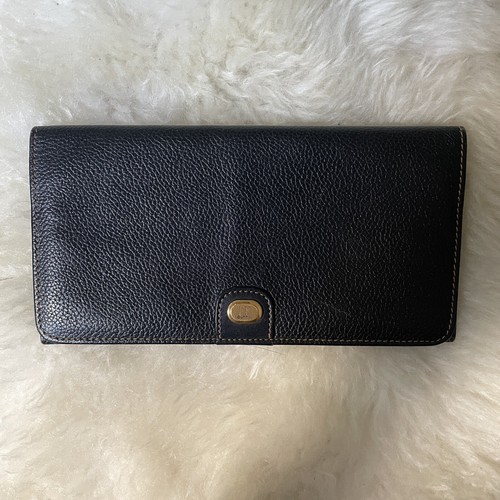 Pre Loved Dunhill Black Leather Long Wallet for Men - Wallets