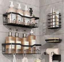 EUDELE Adhesive Shower Caddy, Rustproof Stainless Steel Bath Organizers