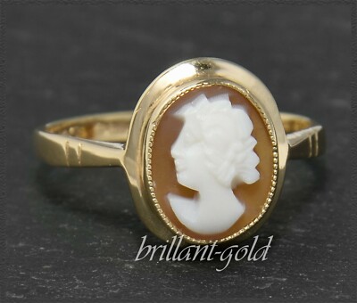 Ring mit Gemme aus 375 Gold, Antik, gefertigt um 1920