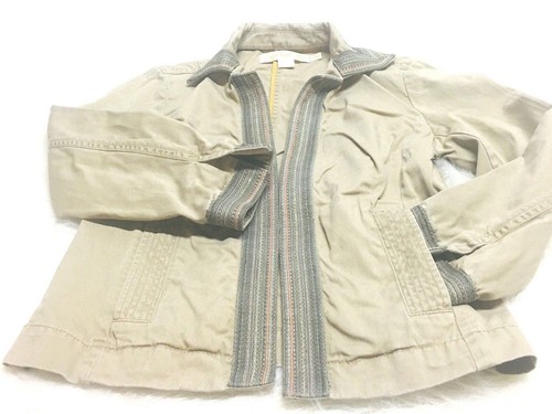 J. CREW Weathered 100% Cotton Khaki Classic Chino Tribal Trim Jacket 4 - 第 1/7 張圖片