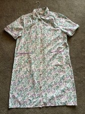 Vintage 80s Paisley Floral House Coat Dress Womens Large Old Grandma Style