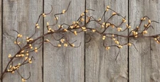 NEW Primitive Pip Berry Garland OLD GOLD BERRIES Wispy 4.5 Feet Long Crafts