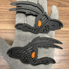 Coyote Badges Emblem Matte Premium Orange Eye, 2 Badges, Fender Angry Agressive