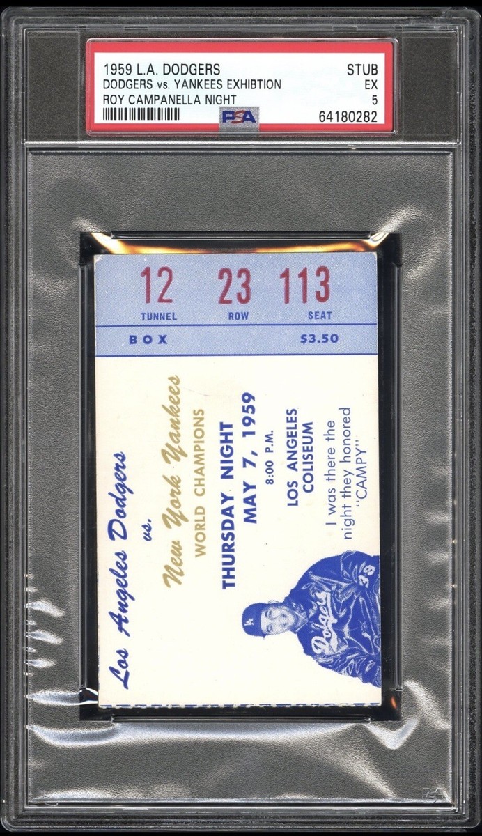 ROY CAMPANELLA TRIBUTE NIGHT TICKET 1959 DODGERS YANKEES 5/7