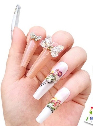 Nail Stickers Art Decal DIY Design 3D Waterproof Colorful Flowers XF3372 - Picture 3 of 4