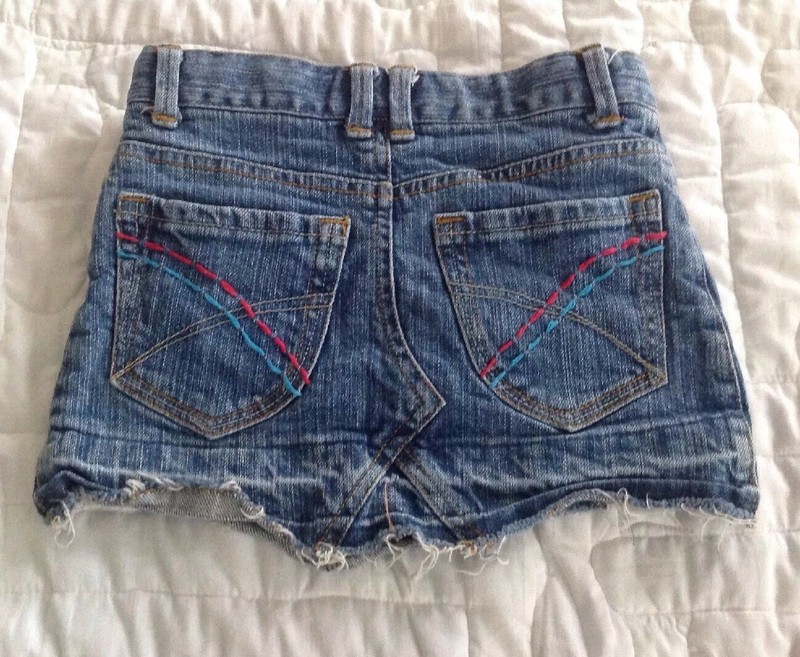 Paris Blues Size 5 Girls Denim Skirt Embroidered