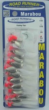 Blakemore 1004-09 Marabou Road Runner 1/4oz Fluor RedHead White Card of 12