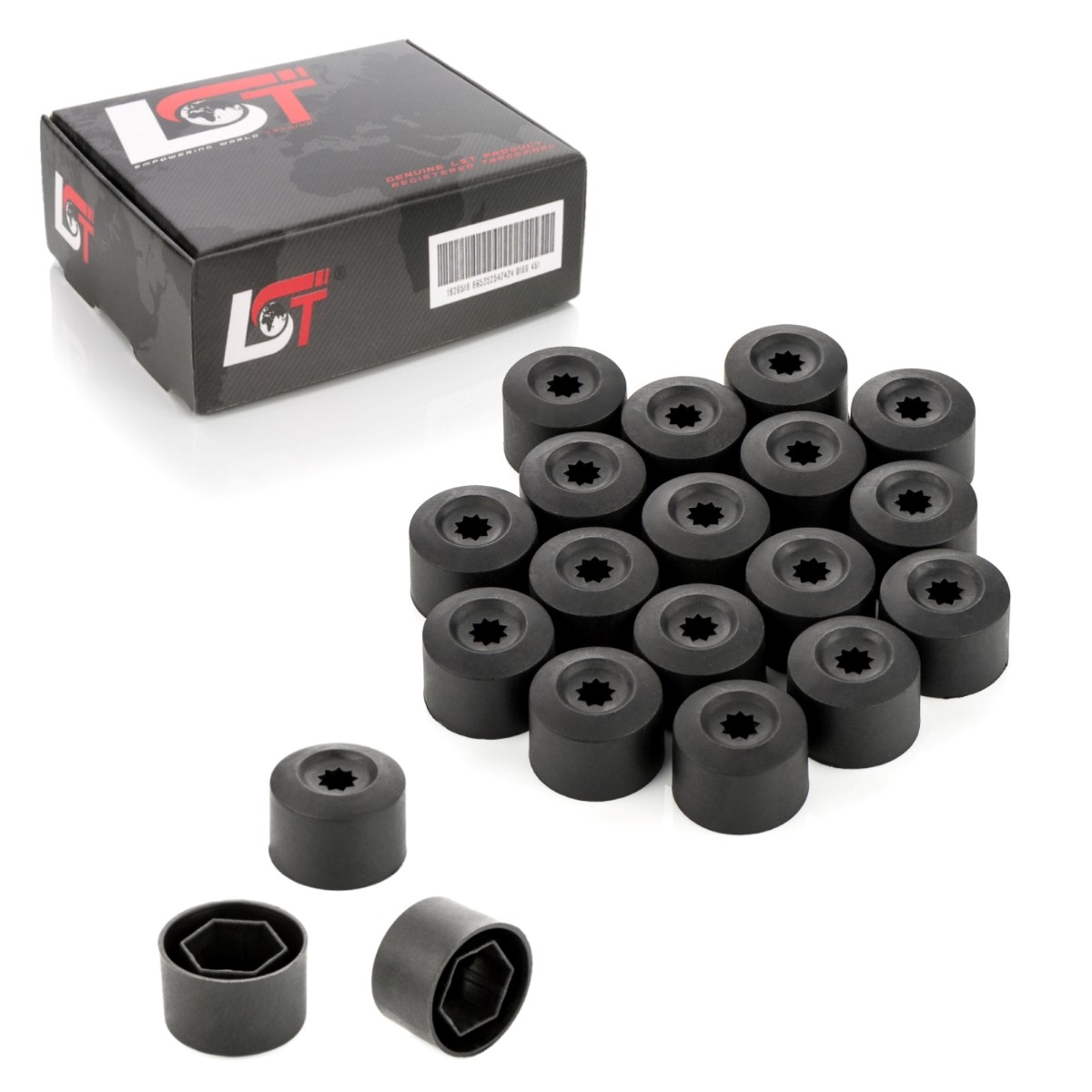 20X Wheel Nut Cover Hex Caps 17 Mm Black For SAAB