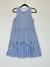 Re-Imagined by J.Crew 6 Blue And White Sleevless Tiered Short Dress Casual Work