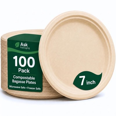 Starke Pappteller (7 Zoll - 100er Pack) - 100% 7 Zoll - 100er Pack, Naturbraun