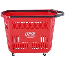Shopping Baskets, 6PCS, 39L Shopping Carts with Handles, Plastic Rolling Shoppin