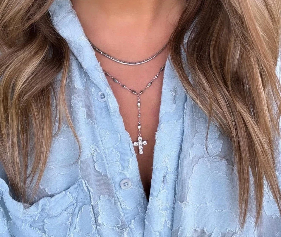 Collar Colgante Cruz Pavé Y Plata Park Lane Eden Valor Minorista $76 Foto 2 de 4