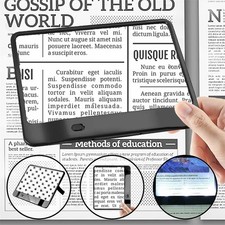 3x Full-Page Magnifier with LED Light   Portable Handheld Reading Aid Black or